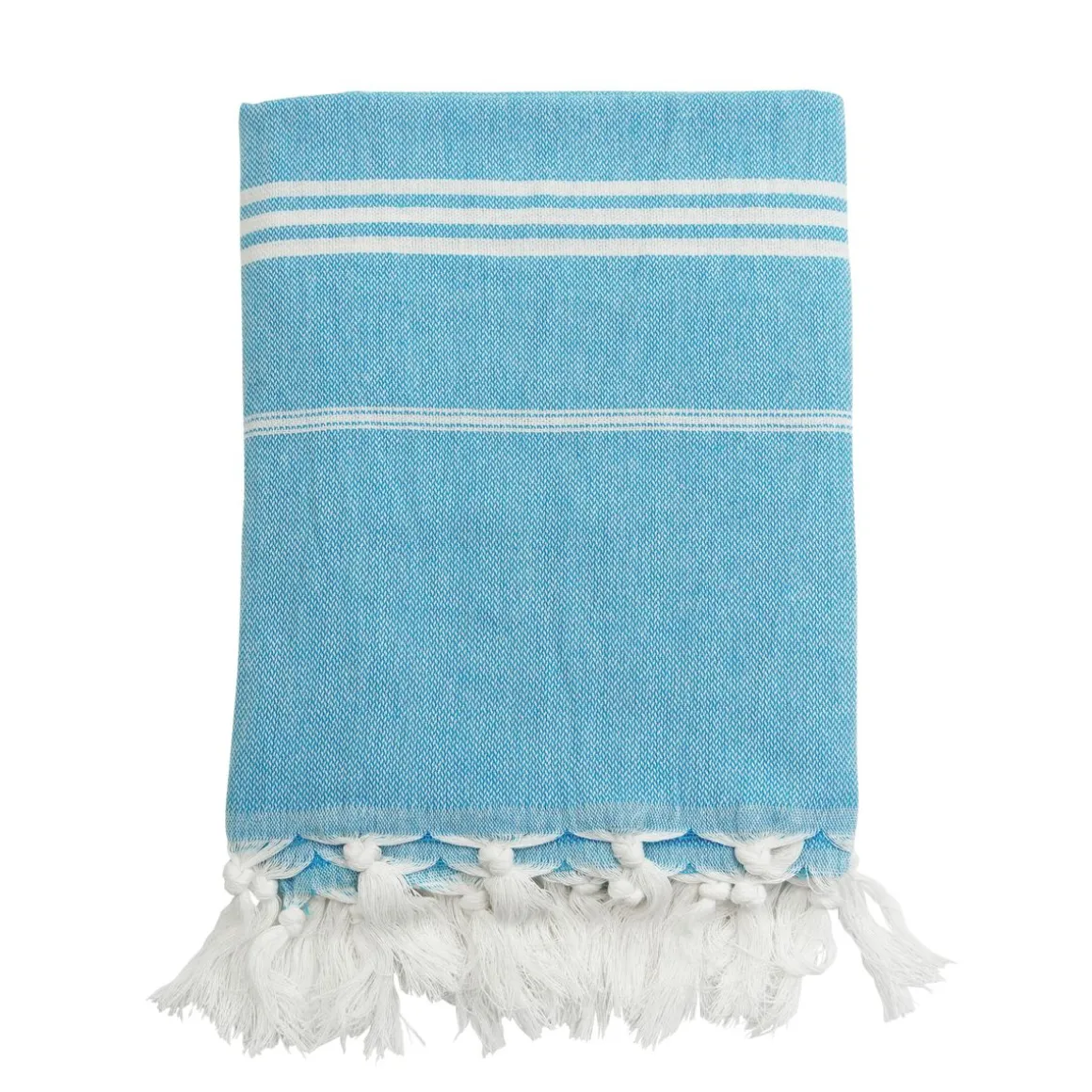 Strandtuch Baumwolle 100 x 180 cm 2er Set blau/weiss