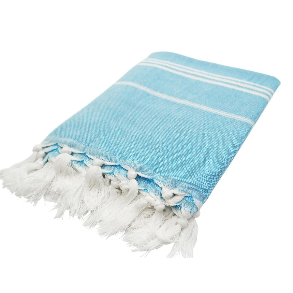 Strandtuch Baumwolle 100 x 180 cm 2er Set blau/weiss