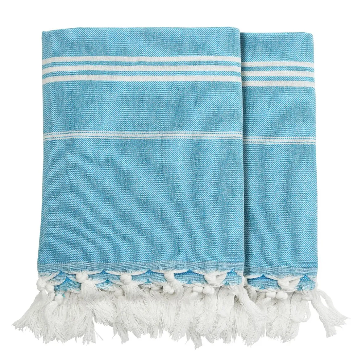 Strandtuch Baumwolle 100 x 180 cm 2er Set blau/weiss