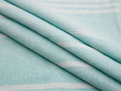 Strandtuch Baumwolle 100 x 180 cm 2er Set türkis/weiss