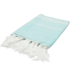 Strandtuch Baumwolle 100 x 180 cm 2er Set türkis/weiss