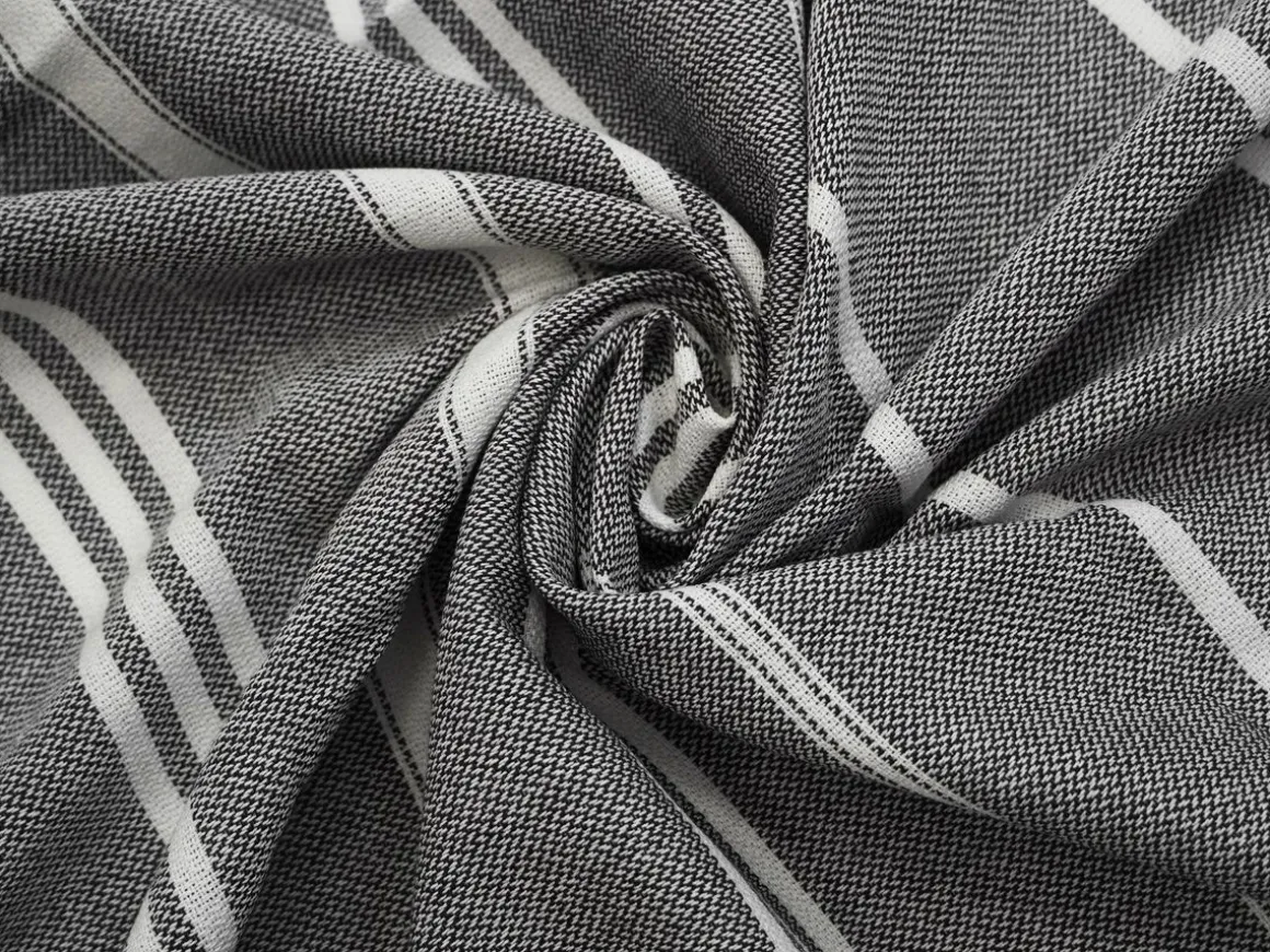 Strandtuch Baumwolle 100 x 180 cm 2er Set anthrazit/weiss
