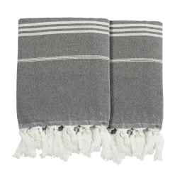 Strandtuch Baumwolle 100 x 180 cm 2er Set anthrazit/weiss