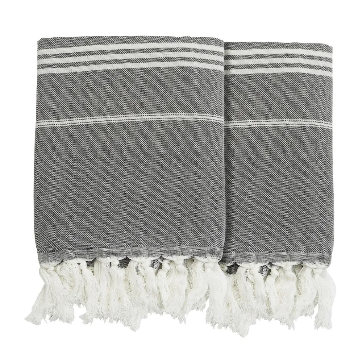 Strandtuch Baumwolle 100 x 180 cm 2er Set anthrazit/weiss