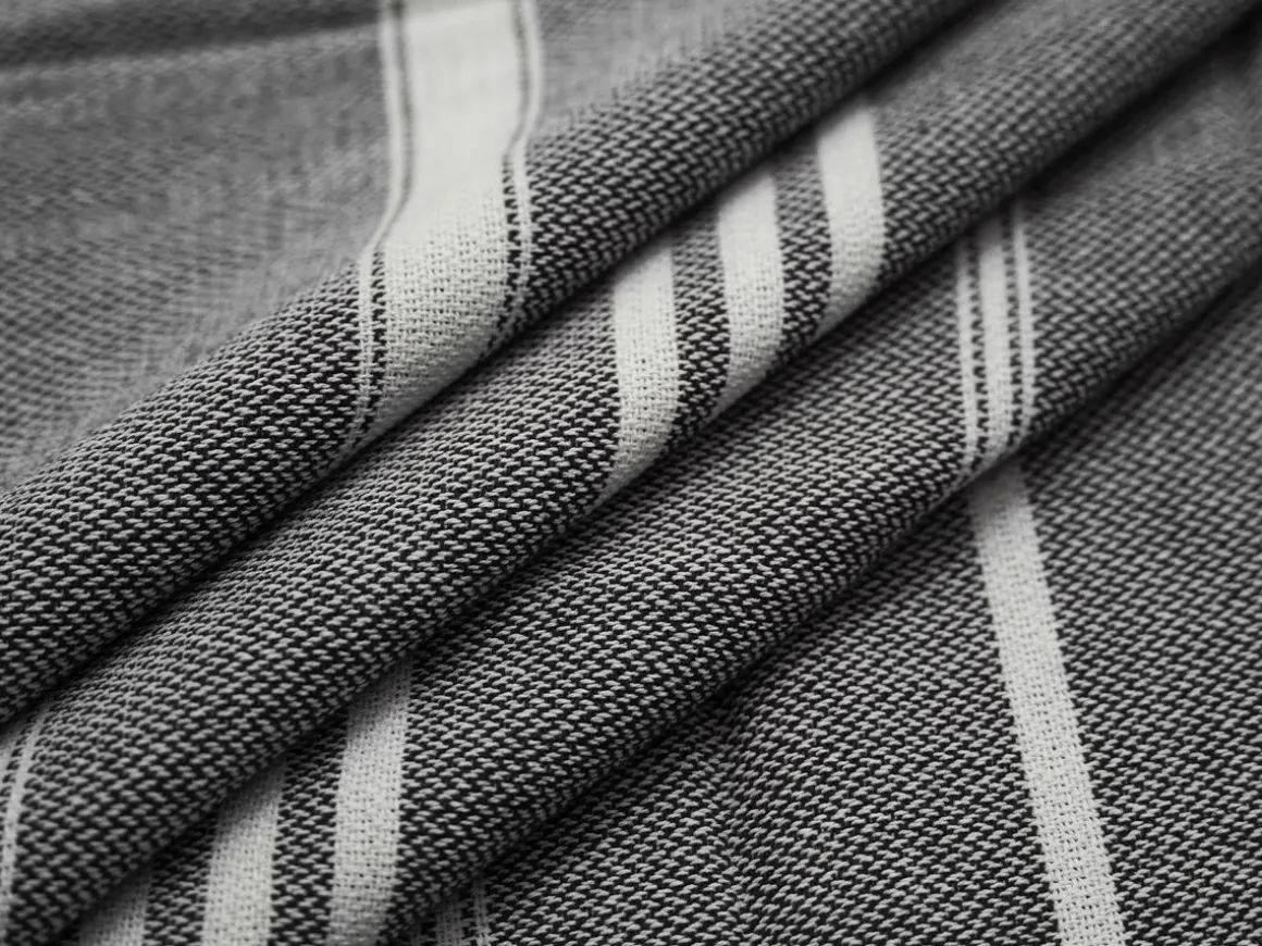 Strandtuch Baumwolle 100 x 180 cm 2er Set anthrazit/weiss