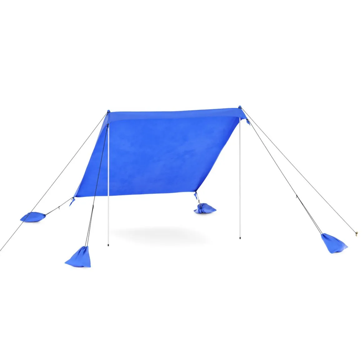 Strandzelt Sonnensegel mit 2 Stangen 210 x 210 x 200 cm blau