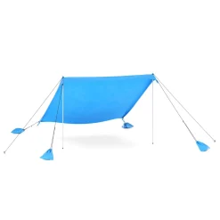 Strandzelt Sonnensegel mit 2 Stangen 280 x 280 x 200 cm hellblau
