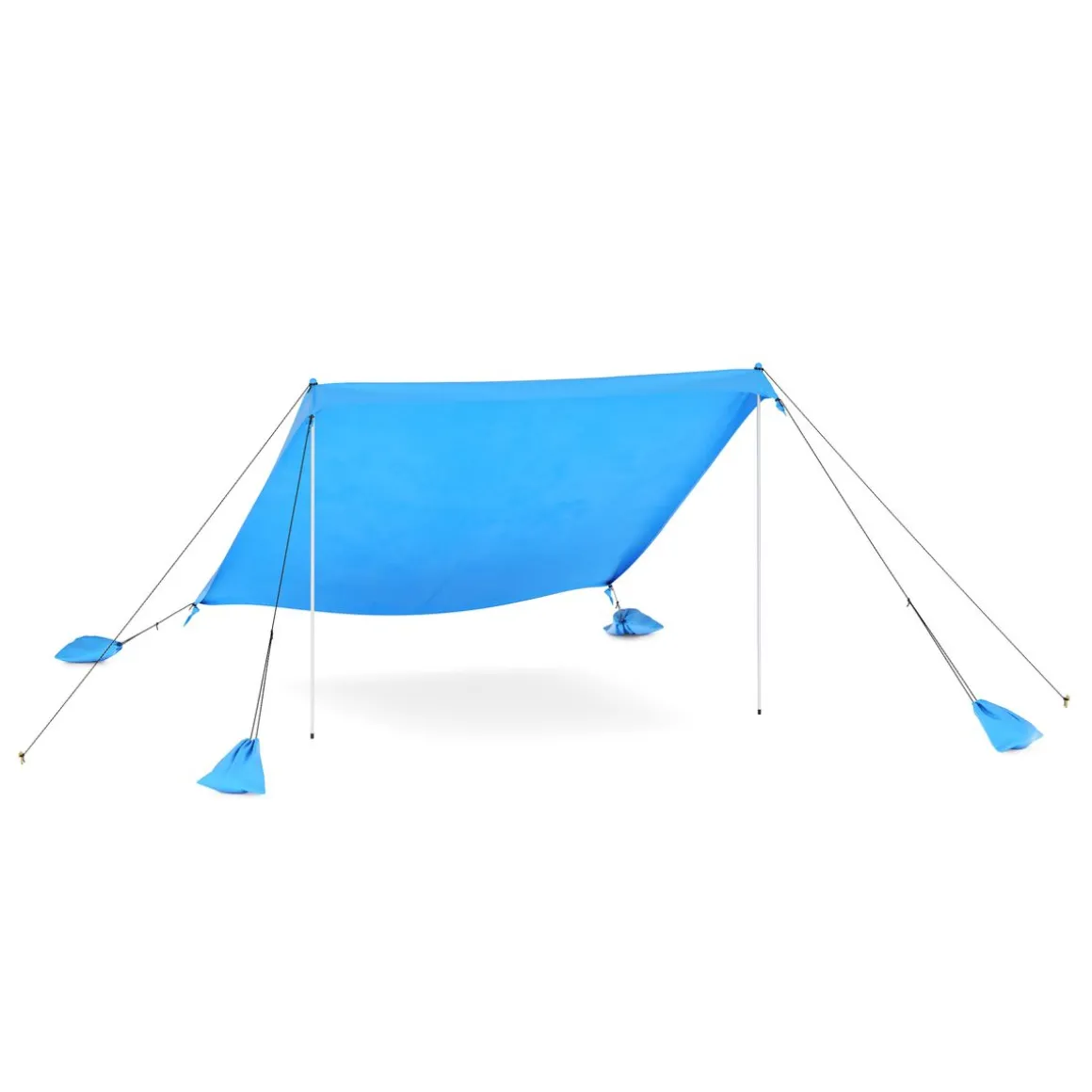 Strandzelt Sonnensegel mit 2 Stangen 280 x 280 x 200 cm hellblau