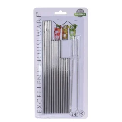 Strohhalm Edelstahl Set 14-teilig