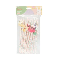Strohhalm Set Ostern Papier 20-teilig bunt
