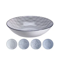Suppenteller Set Porzellan 20 cm 4-teilig weiss/blau