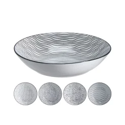 Suppenteller Set Porzellan 20 cm 4-teilig weiss/schwarz