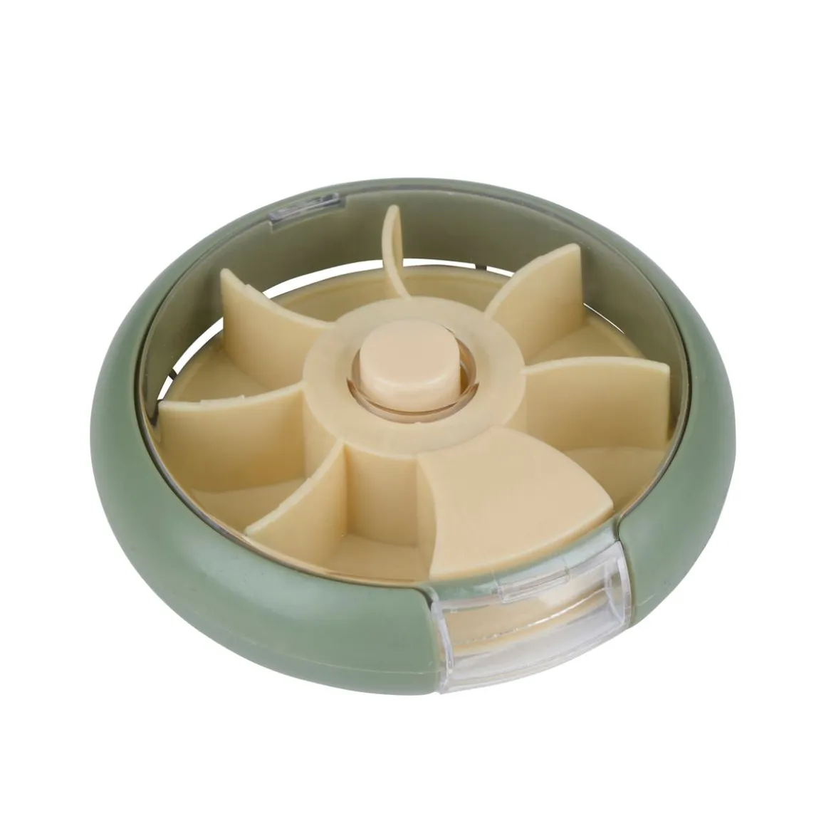 Tablettenbox rund 7 Tage 10 cm grün/beige