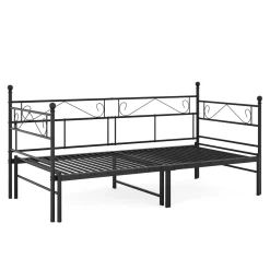 Tagesbett Schlafsofa ausziehbar Metall ISALINE 90/180 x 190 cm schwarz