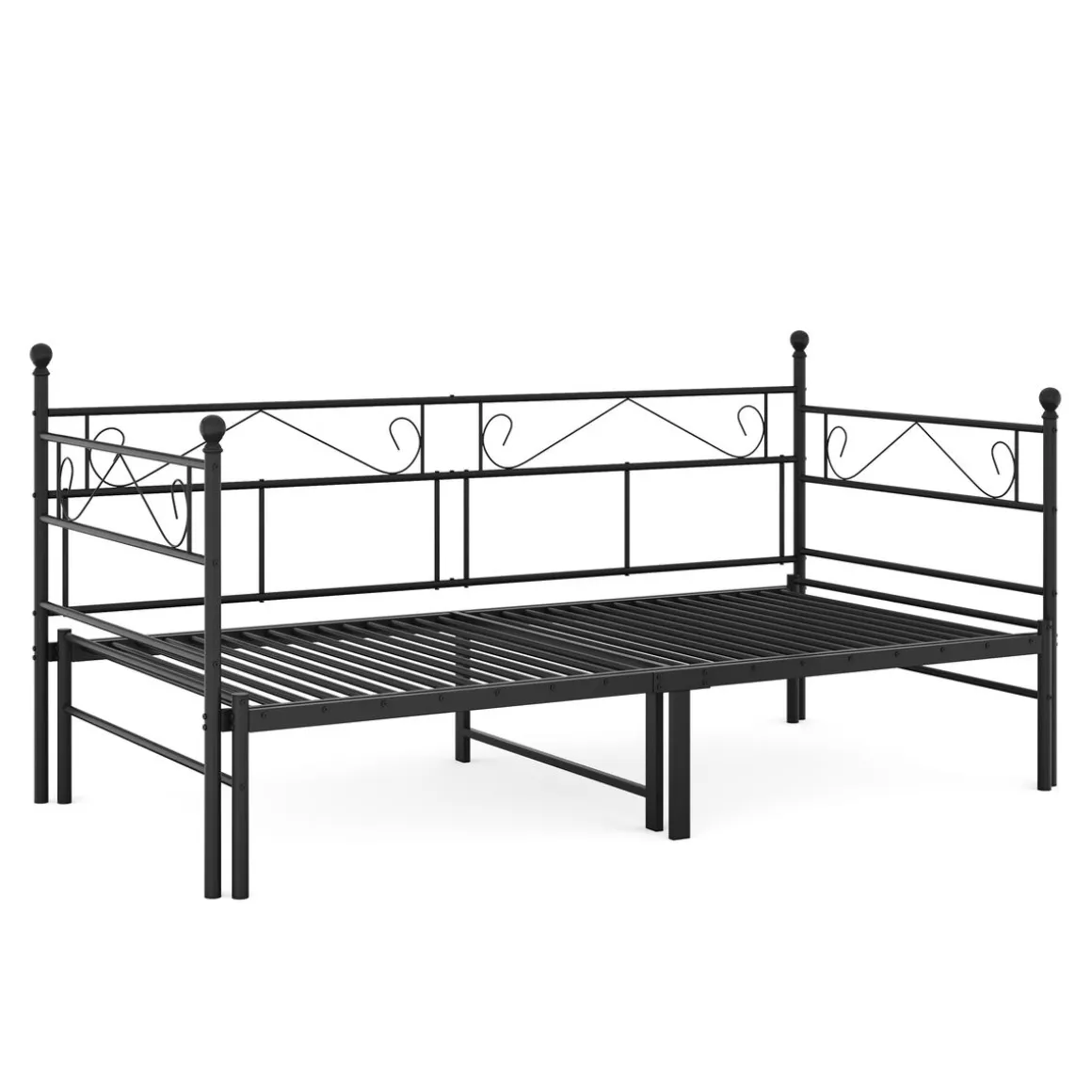 Tagesbett Schlafsofa ausziehbar Metall ISALINE 90/180 x 190 cm schwarz