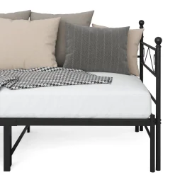 Tagesbett Schlafsofa ausziehbar Metall ISALINE 90/180 x 190 cm schwarz