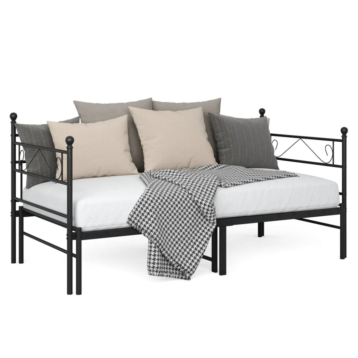 Tagesbett Schlafsofa ausziehbar Metall ISALINE 90/180 x 190 cm schwarz