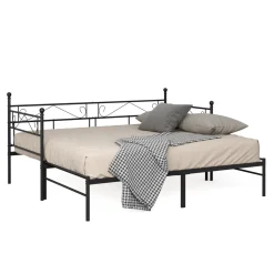 Tagesbett Schlafsofa ausziehbar Metall ISALINE 90/180 x 190 cm schwarz