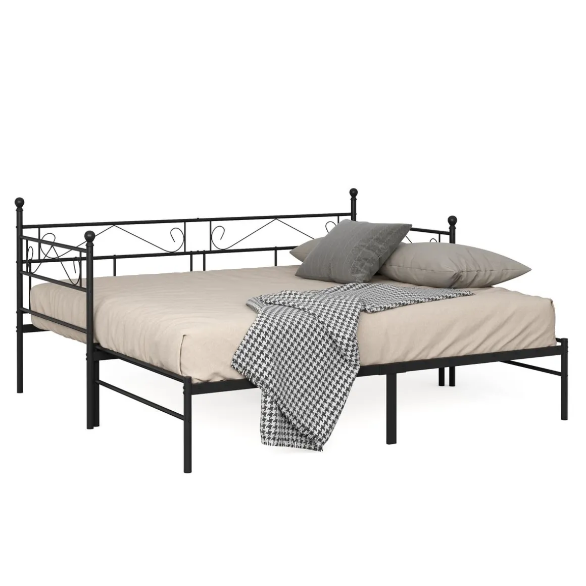 Tagesbett Schlafsofa ausziehbar Metall ISALINE 90/180 x 190 cm schwarz