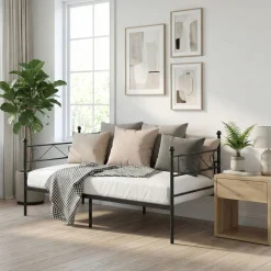 Tagesbett Schlafsofa Metall ISALINE 90 x 190 cm schwarz