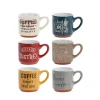 Tasse Set Steingut Retro 120 ml 6-teilig