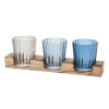 Teelichthalter mit 3 Gläser blau