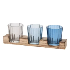 Teelichthalter mit 3 Gläser blau