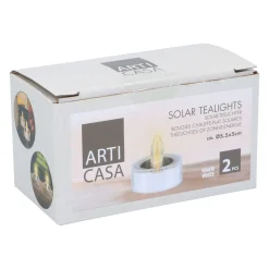 Teelicht solar 6 x 5 cm 2er Set silber