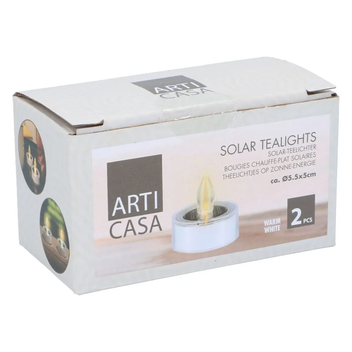Teelicht solar 6 x 5 cm 2er Set silber