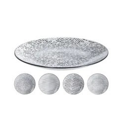 Teller Set Porzellan 23 cm 4-teilig weiss/schwarz