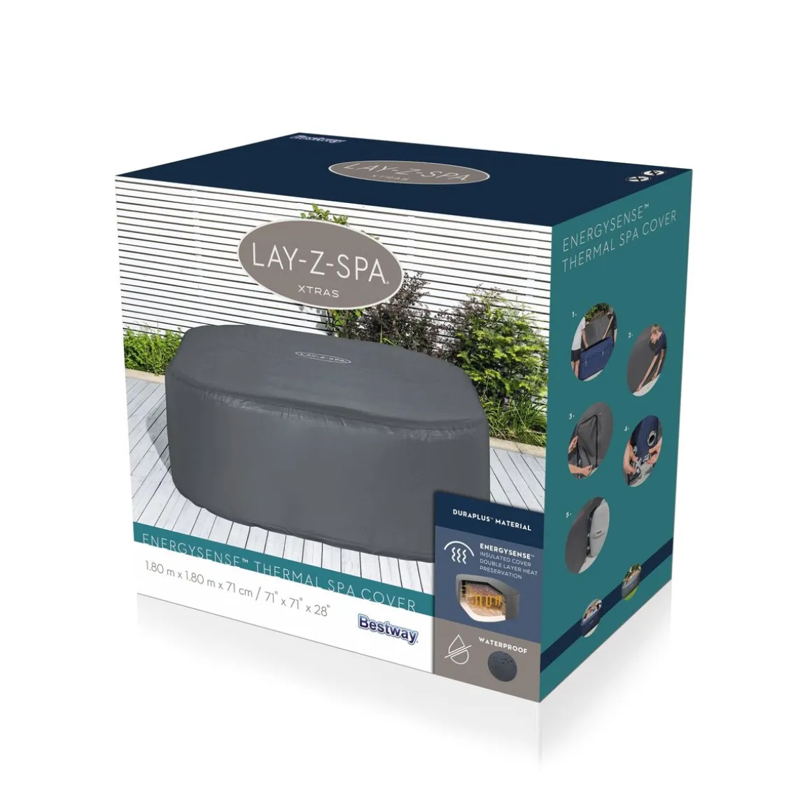 Thermoabdeckung für Lay-Z-Spa Whirlpool eckig 180 x 180 x 71 cm