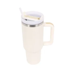 Thermobecher mit Strohhalm 1.1L creme