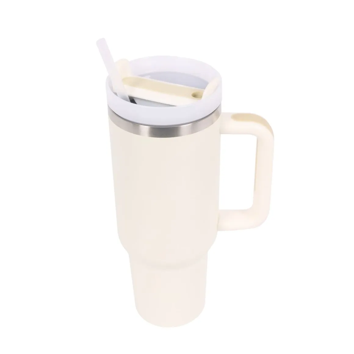 Thermobecher mit Strohhalm 1.1L creme