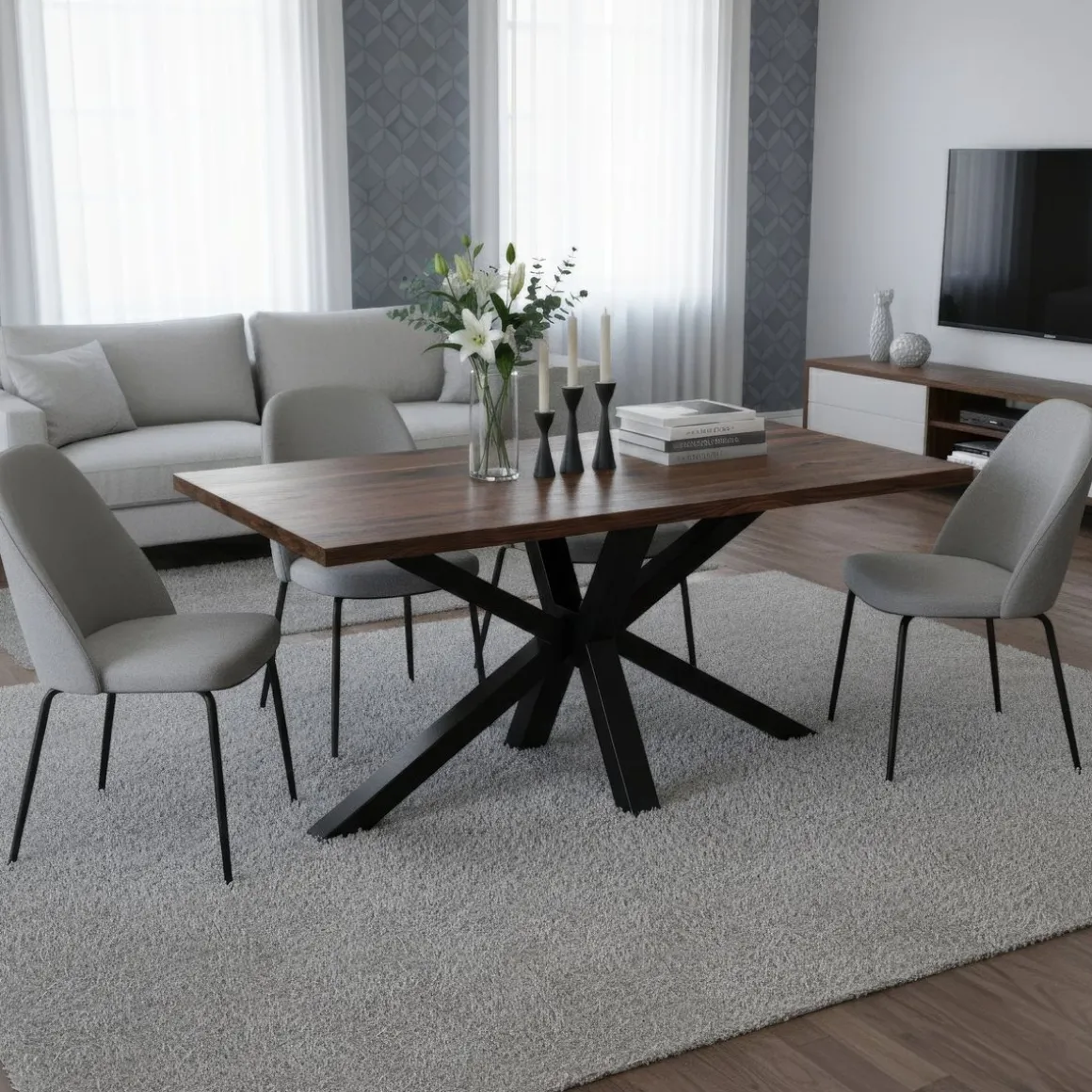 Tischgestell Stahl Spider 150 x 70 x 72 cm schwarz