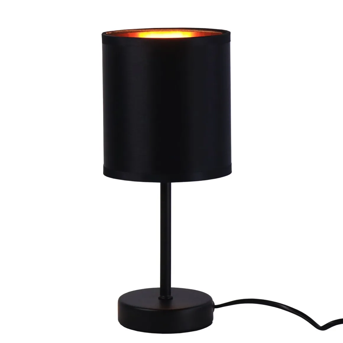 Tischlampe mit Stoffschirm schwarz