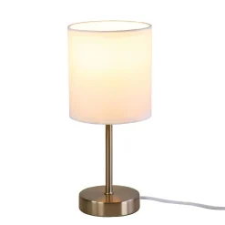 Tischlampe mit Stoffschirm weiss