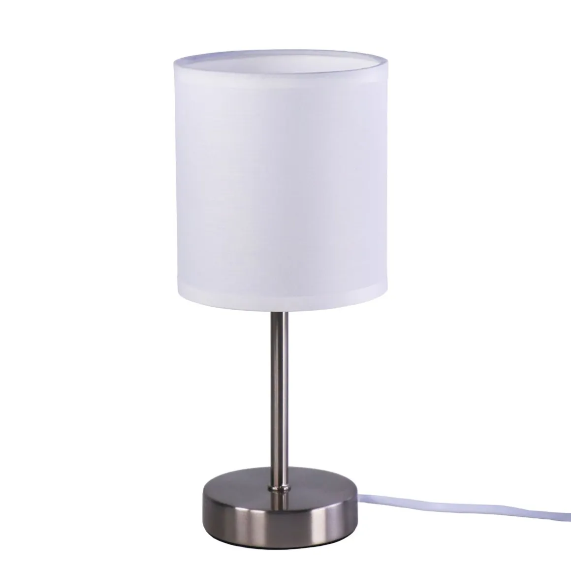 Tischlampe mit Stoffschirm weiss