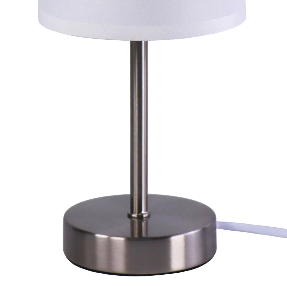 Tischlampe mit Stoffschirm weiss