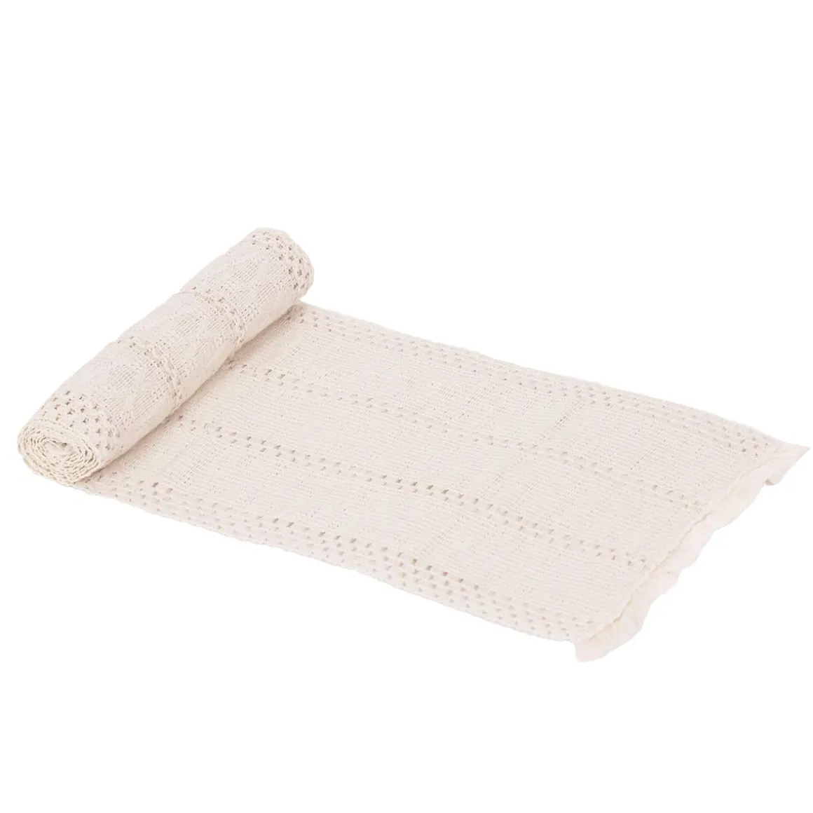 Tischläufer Makramee 180 x 30 cm beige