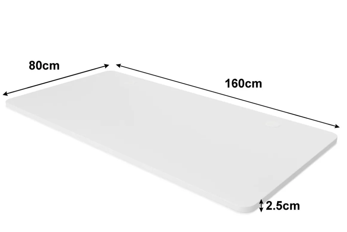 Tischplatte Stehpult mit Kabeldurchlass weiss 160 x 80 cm