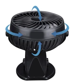Tischventilator 360° mit USB und Tischklemme 3 Stufen schwarz