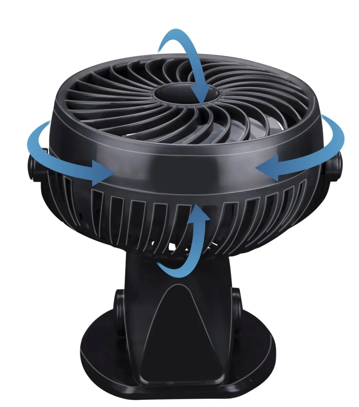 Tischventilator 360° mit USB und Tischklemme 3 Stufen schwarz