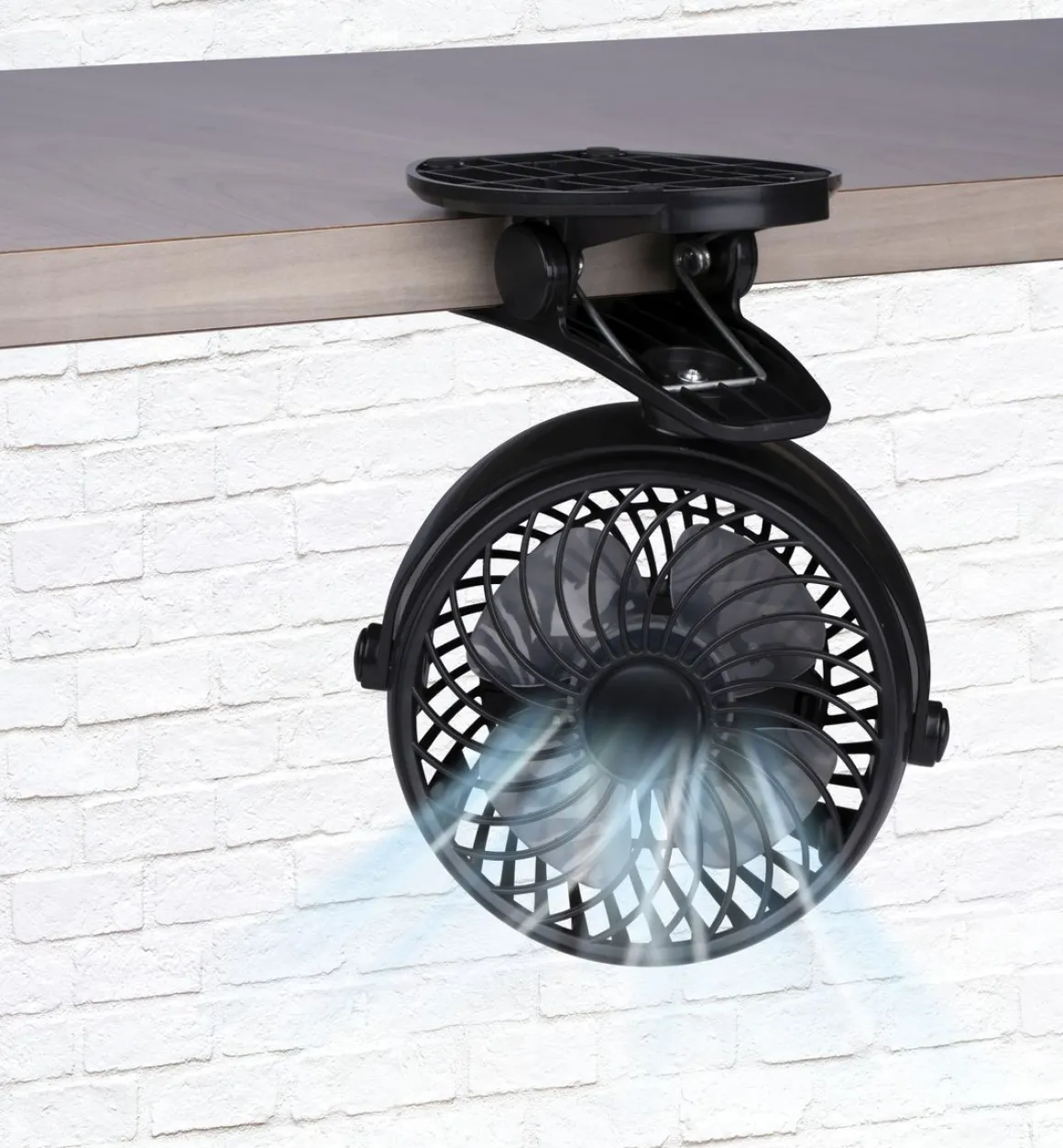 Tischventilator 360° mit USB und Tischklemme 3 Stufen schwarz