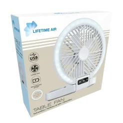 Tischventilator 5 Stufen mit USB und LED weiss