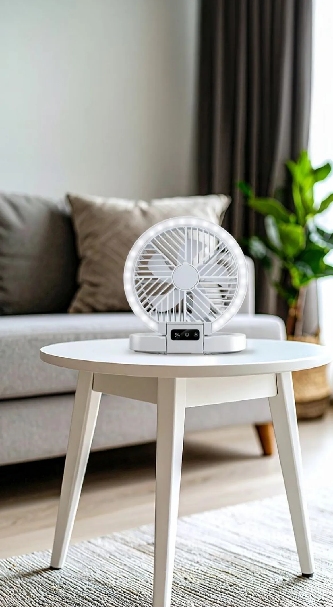 Tischventilator 5 Stufen mit USB und LED weiss