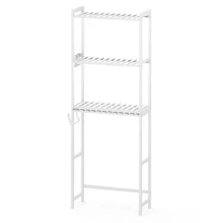 Toilettenregal Bambus 63 x 26 x 163 cm weiss