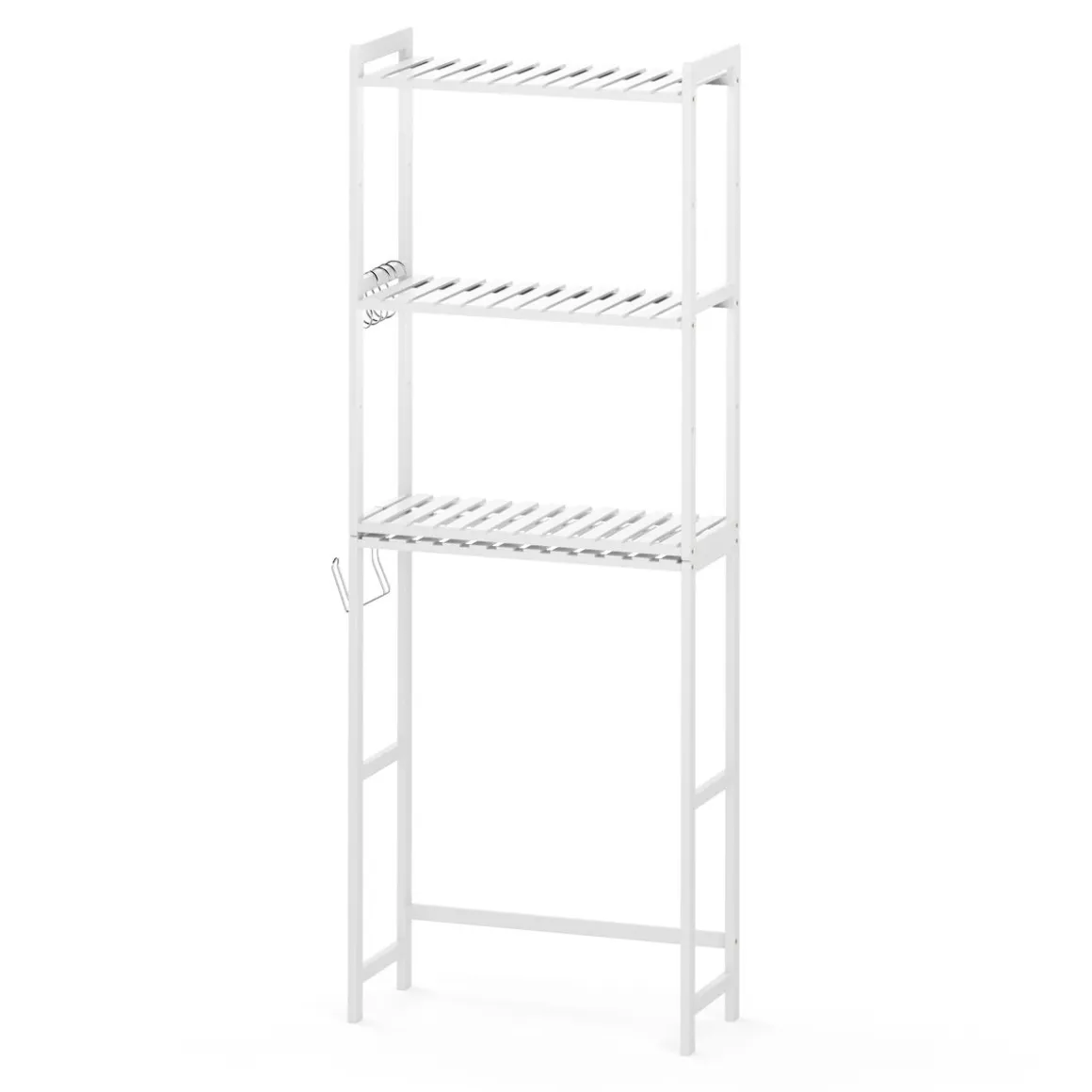 Toilettenregal Bambus 63 x 26 x 163 cm weiss