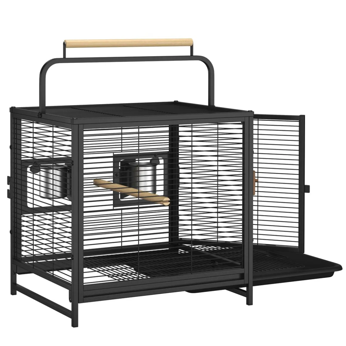 Transportkäfig für Vögel 48 x 38 x 67 cm schwarz