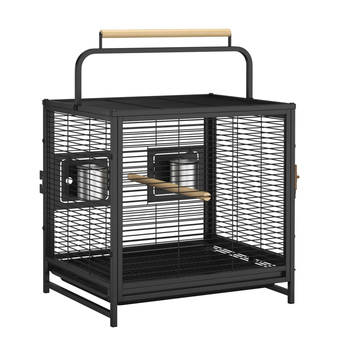 Transportkäfig für Vögel 48 x 38 x 67 cm schwarz