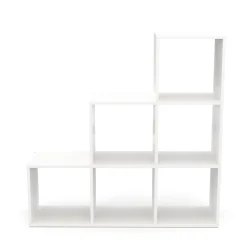 Treppenregal Raumteiler NASIR 6 Fächer 107 x 107 cm weiss | GONSER.CH